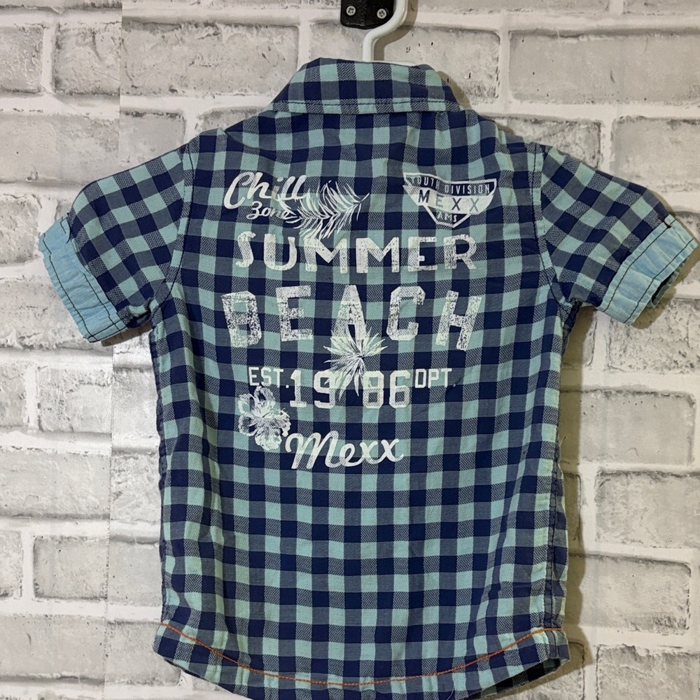 4/$20 Mexx Blue Checkered Kids Button-Down Shirt, size 6 - Picture 7 of 9